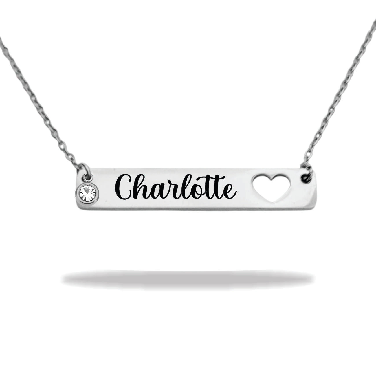 Personalized stainless steel heart name plate necklace