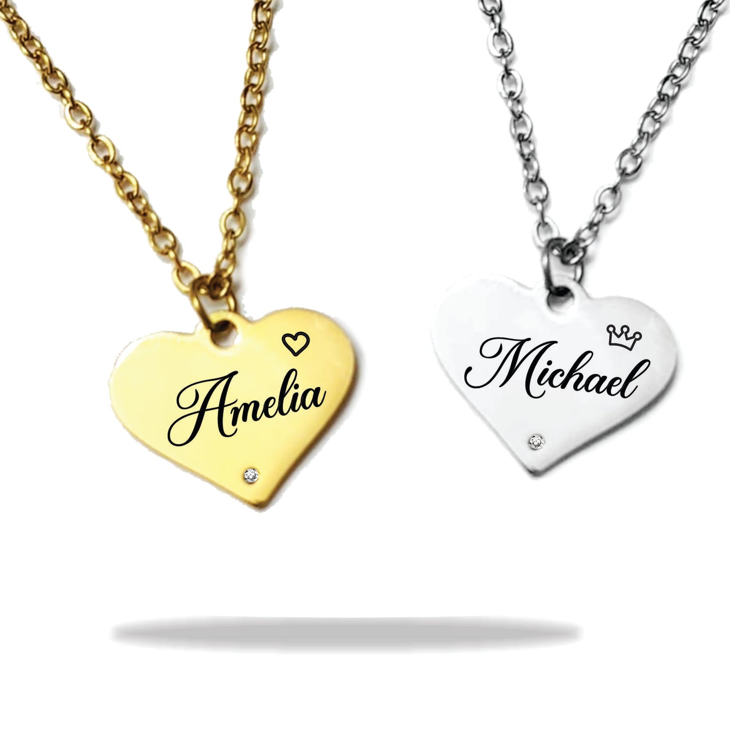 Custom heart name necklace stainless steel