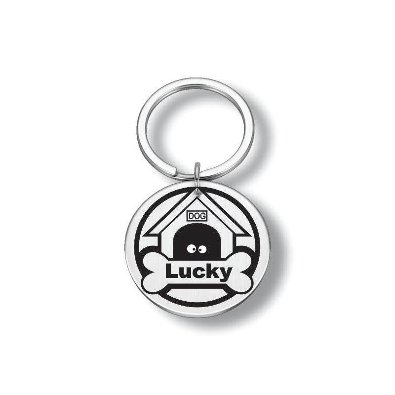 Tag Dog name plate engraved stainless steel