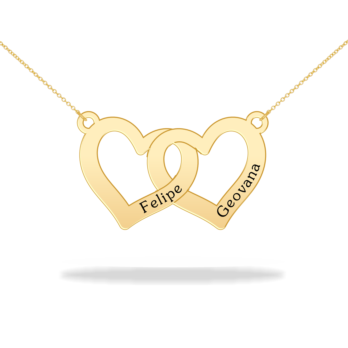 Custom heart necklace with family name, 14K gold filled
