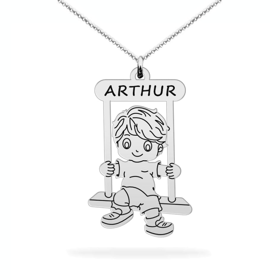 Personalized son name necklace sterling silver