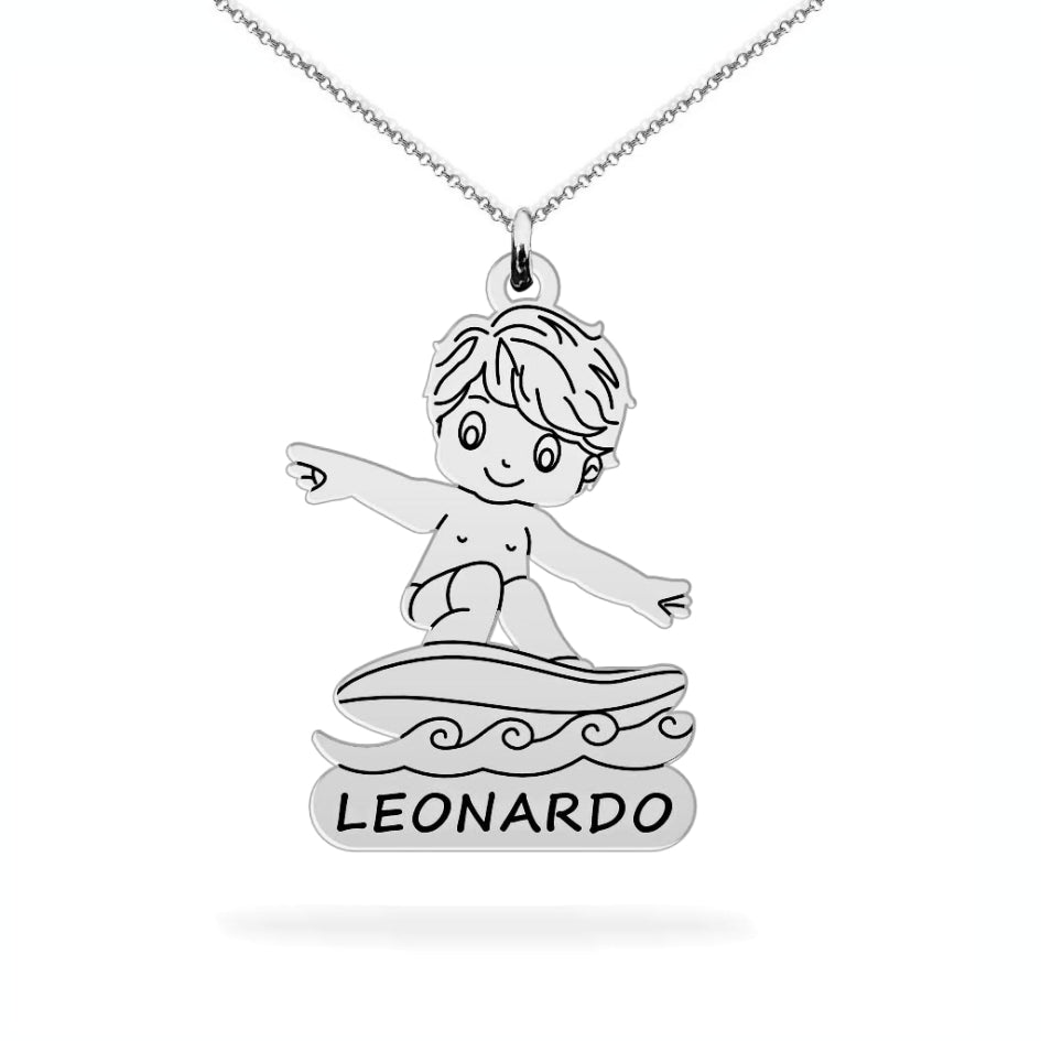 Personalized son name necklace sterling silver