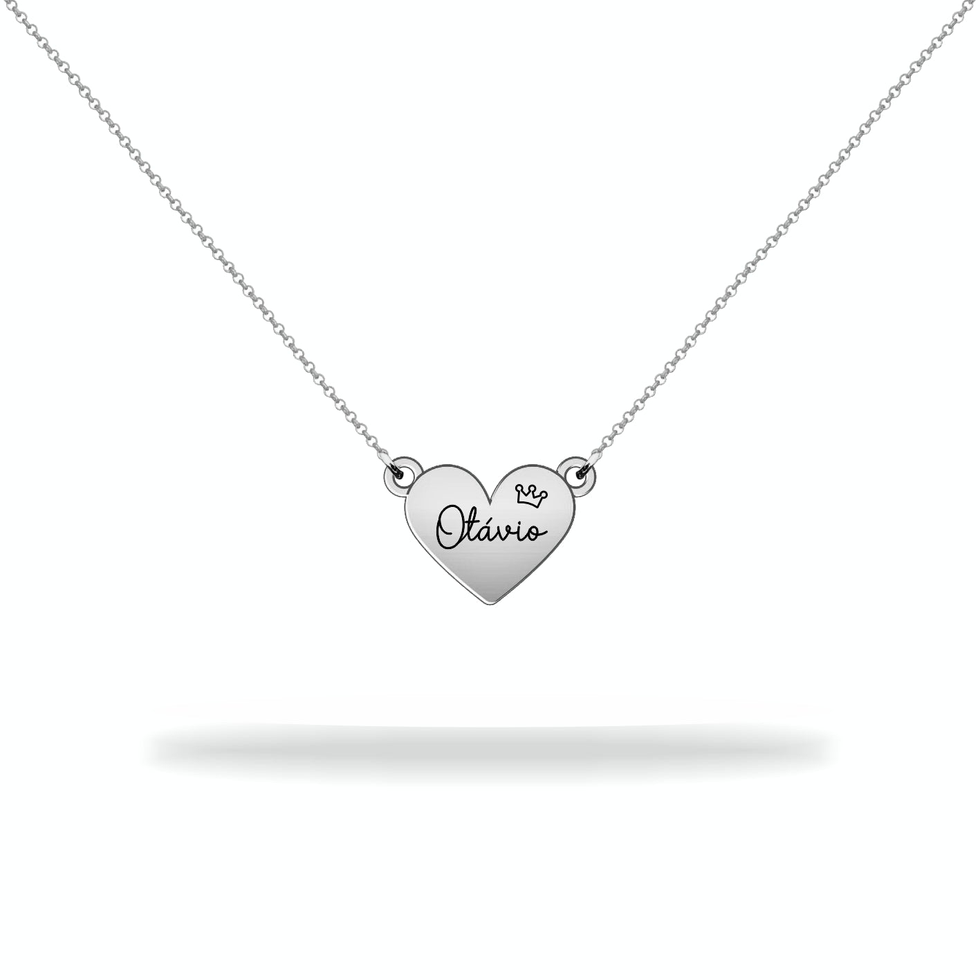 Custom heart necklace with family name, sterling silver