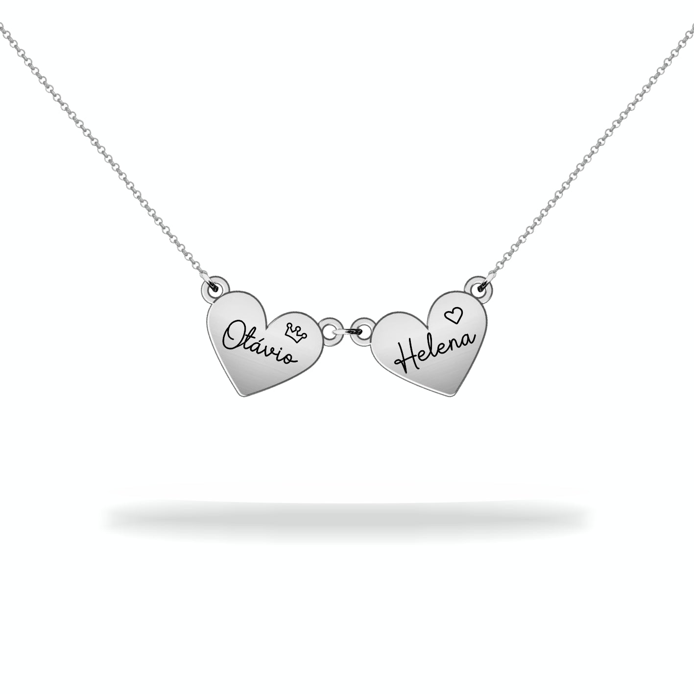 Custom heart necklace with family name, sterling silver