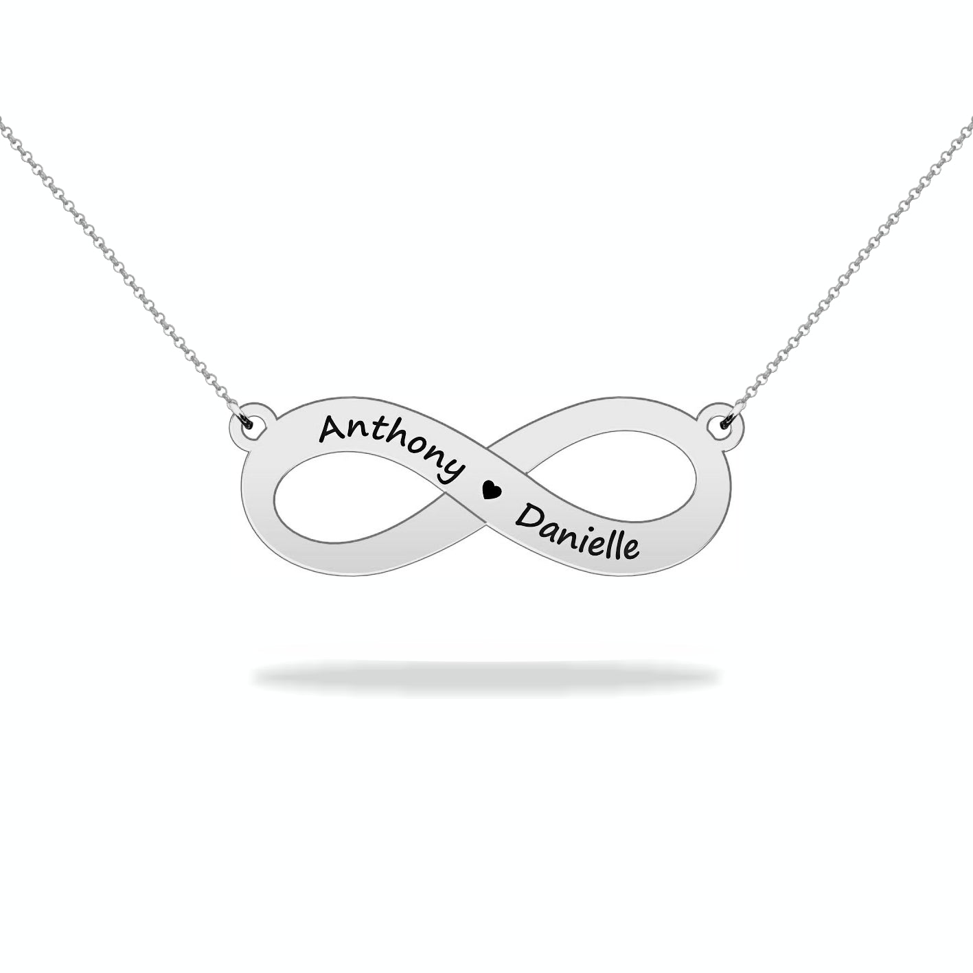 Personalized Infinity Necklace with Name, Valentine's Day, Family, Sterling Silver