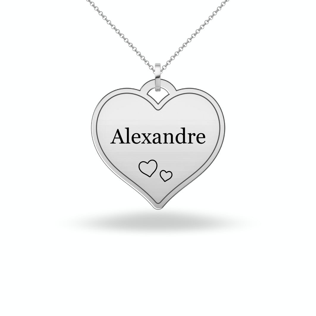 Custom Heart Necklace with Family Name, Sterling Silver