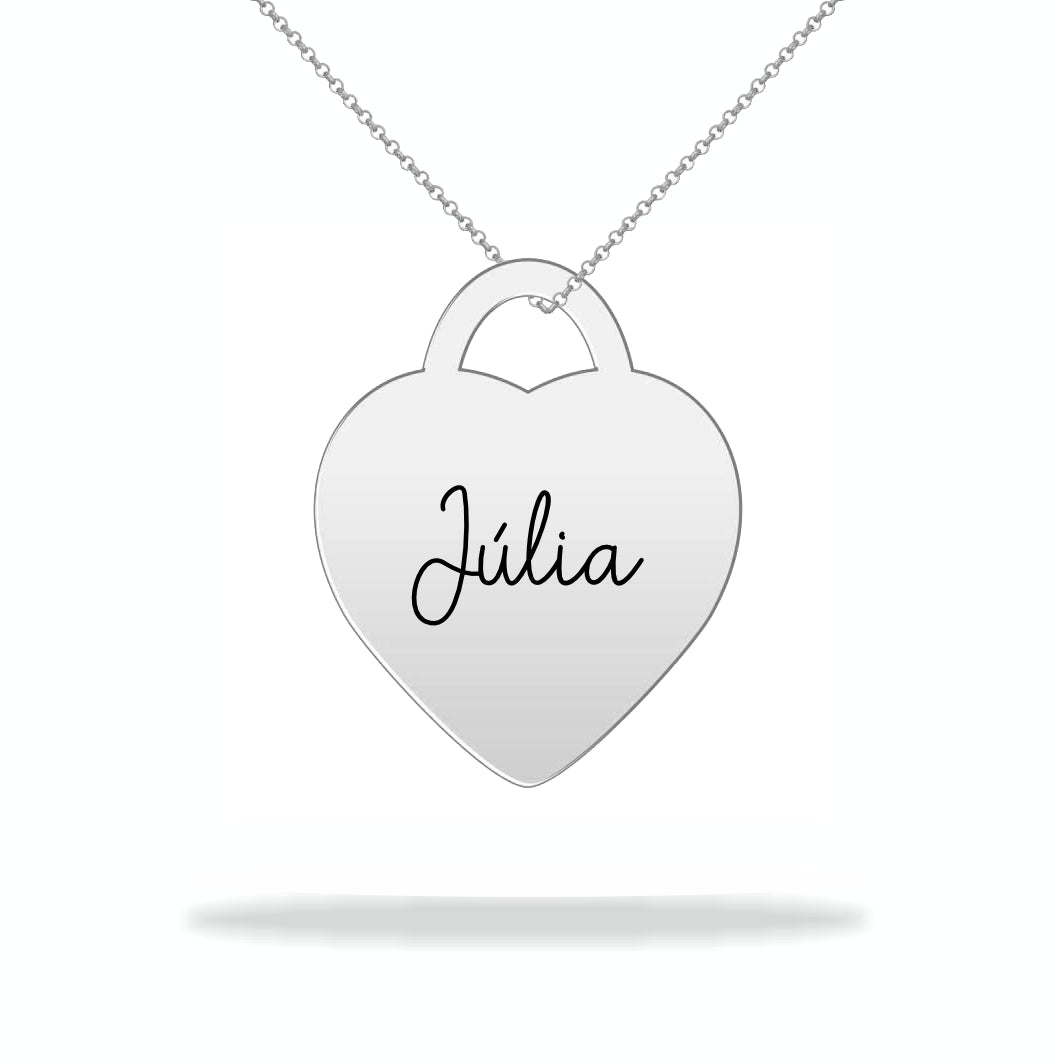 Custom Heart Necklace with Family Name, Sterling Silver