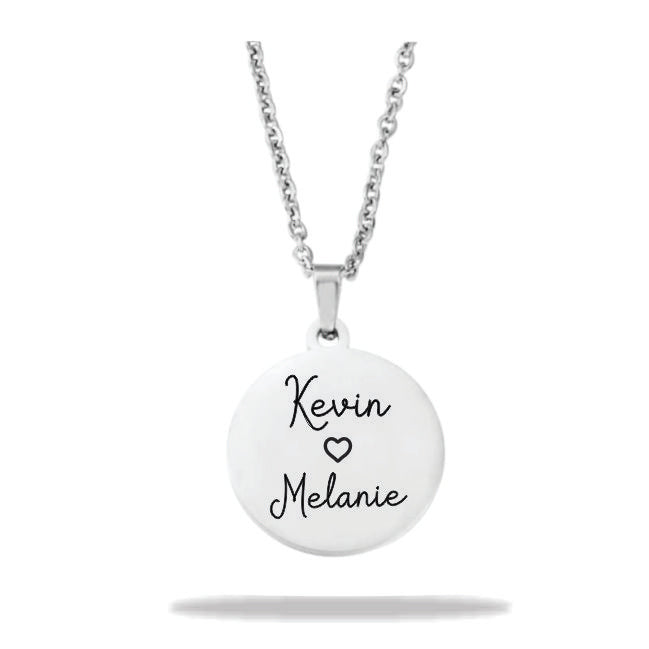 Round personalized name necklace stainless steel