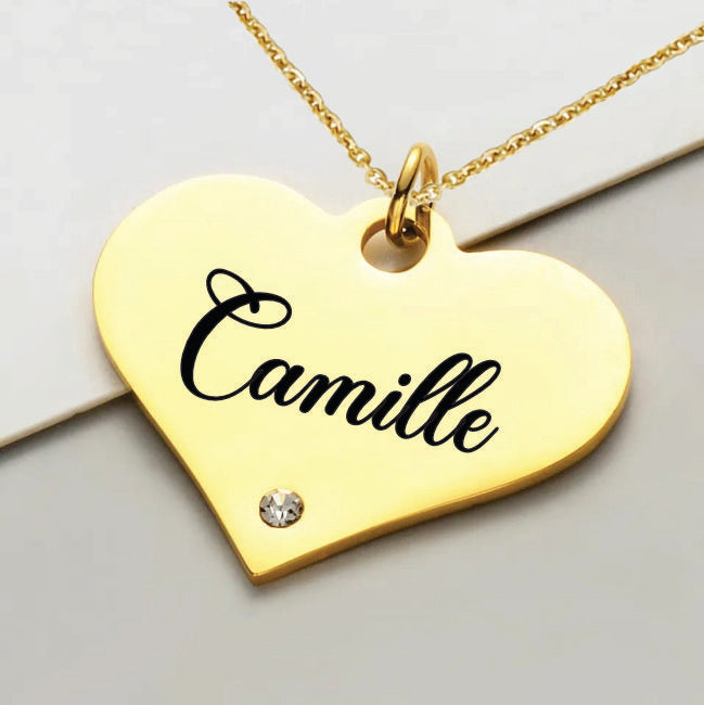 Custom heart name necklace stainless steel