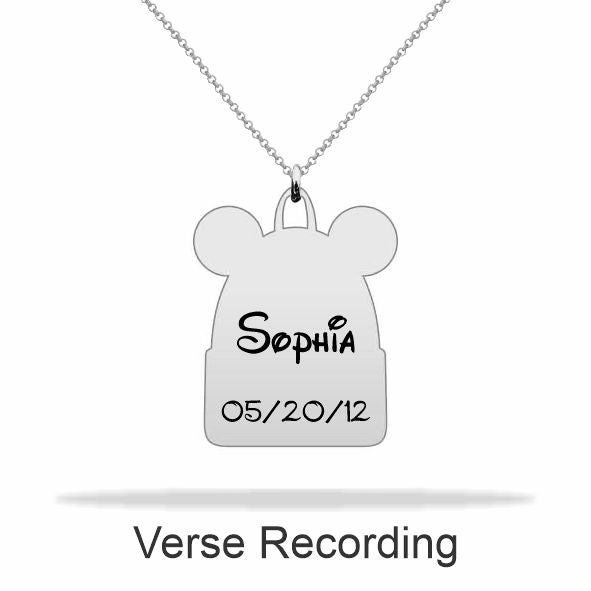 personalized disney bag necklace with name, sterling silver