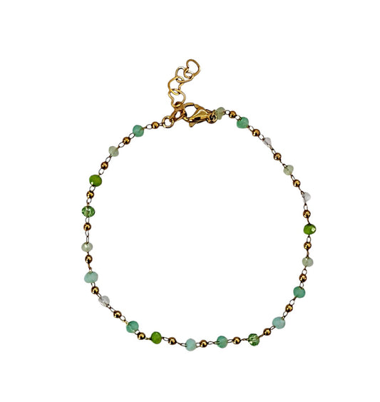 Stainless steel bracelet with colorful crystals