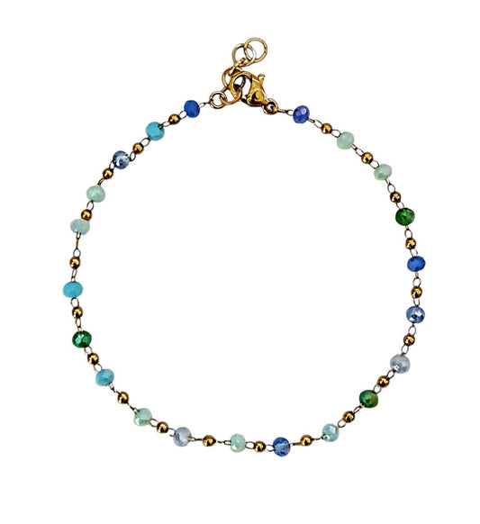 Stainless steel bracelet with colorful crystals