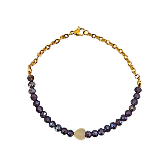 Stainless steel bracelet with colorful crystals and heart design