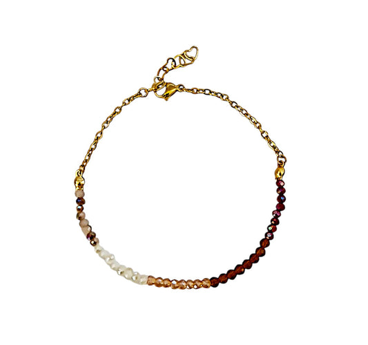 Stainless steel bracelet with colorful crystals