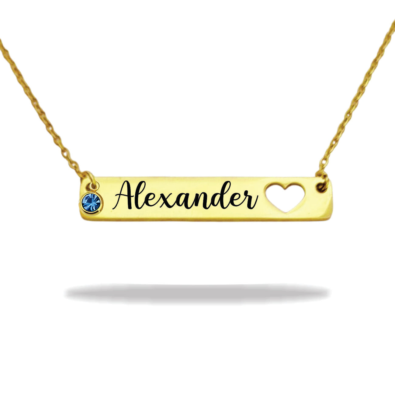 Personalized stainless steel heart name plate necklace