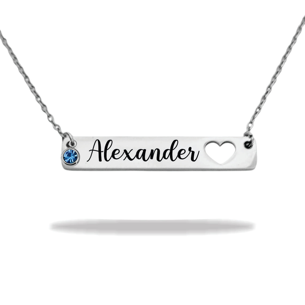 Personalized stainless steel heart name plate necklace