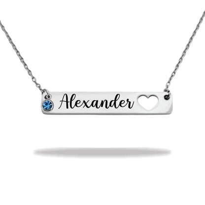 Personalized stainless steel heart name plate necklace