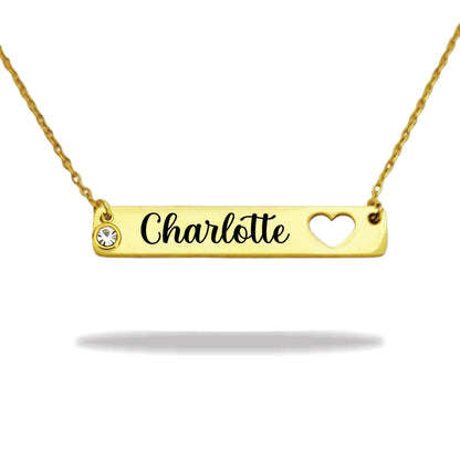 Personalized stainless steel heart name plate necklace