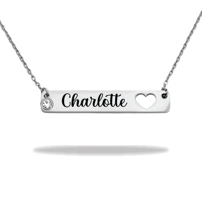 Personalized stainless steel heart name plate necklace