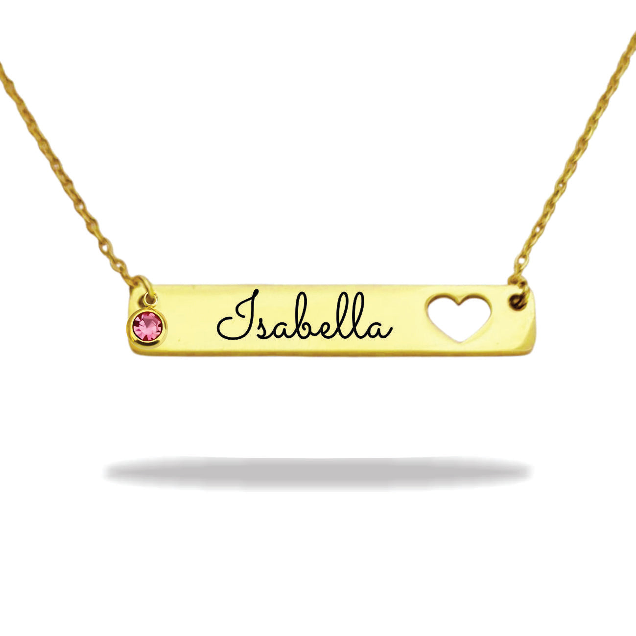 Personalized stainless steel heart name plate necklace