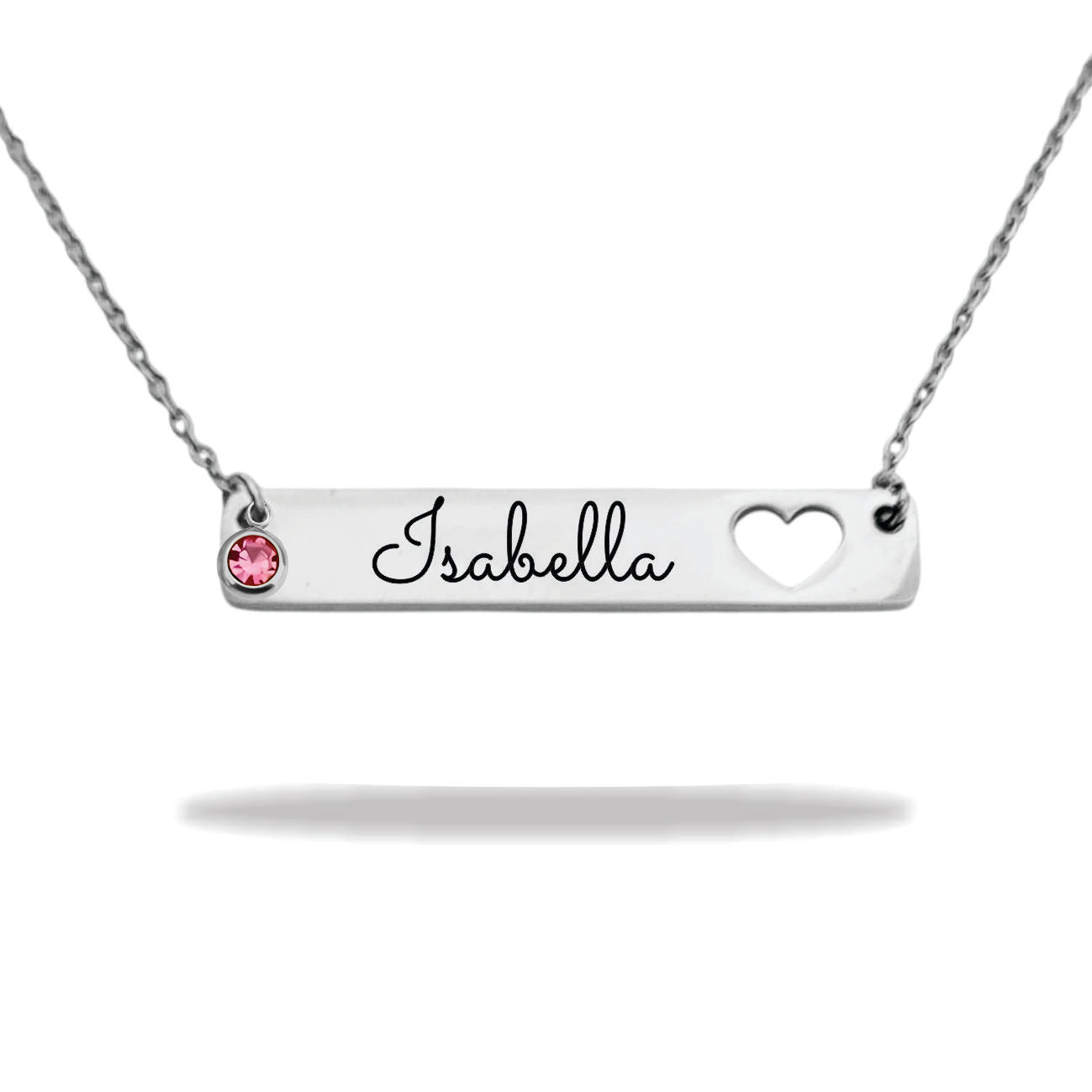 Personalized stainless steel heart name plate necklace