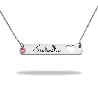 Personalized stainless steel heart name plate necklace