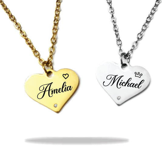 Custom heart name necklace stainless steel