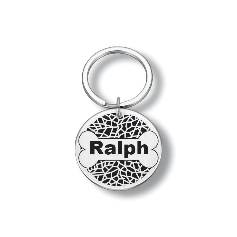 Tag Dog name plate engraved stainless steel