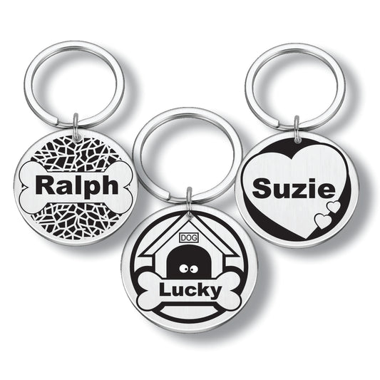Tag Dog name plate engraved stainless steel