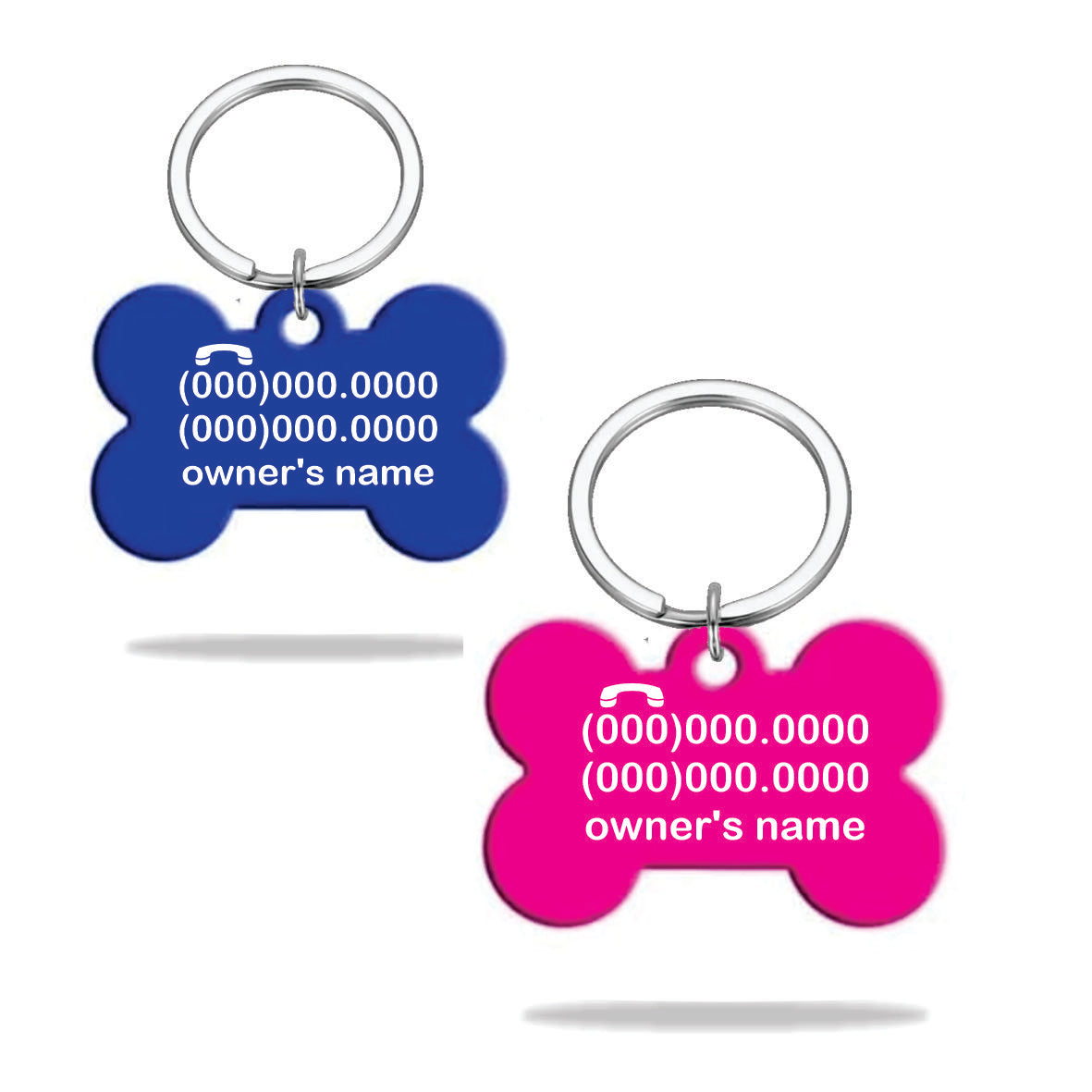Tag dog bone name plate colored aluminum