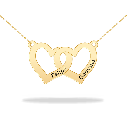 Custom heart necklace with family name, 14K gold filled