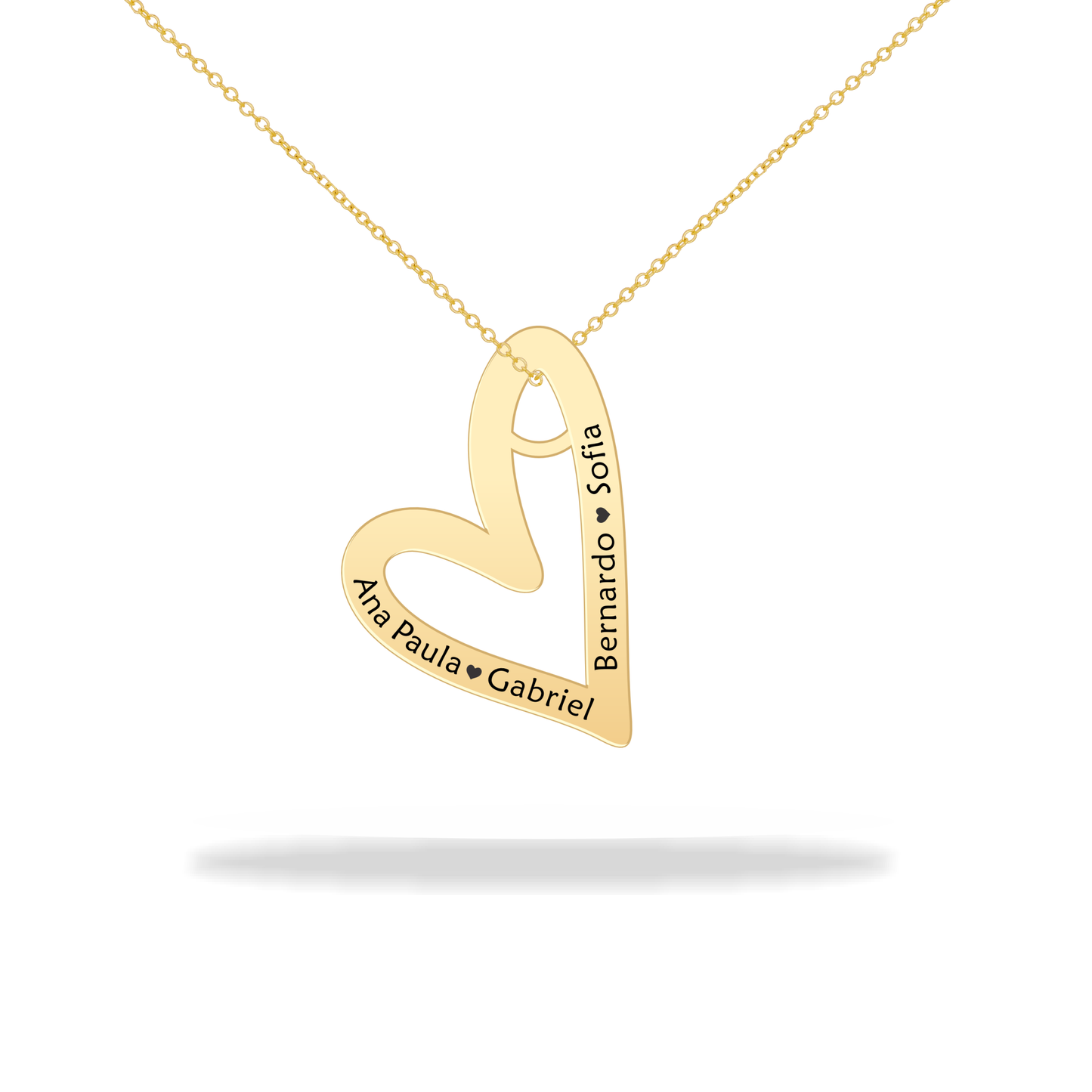 Personalized Stylized Heart Necklace with Family Name, 14K Gold Filled