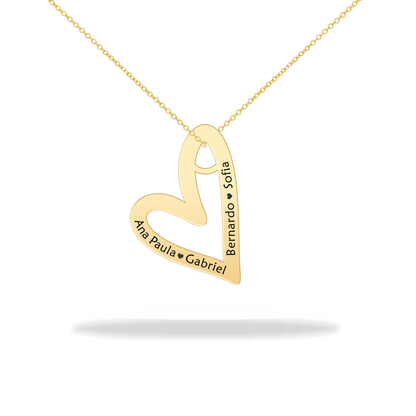 Personalized Stylized Heart Necklace with Family Name, 14K Gold Filled