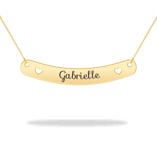 Custom name heart plate necklace, 14K gold filled