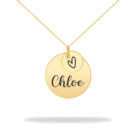 Round necklace with personalized family name, 14K Gold Filled
