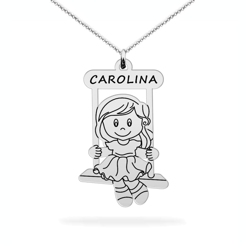 Personalized necklace daughter name sterling silver