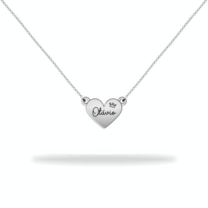 Custom heart necklace with family name, sterling silver