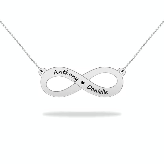 Personalized Infinity Necklace with Name, Valentine's Day, Family, Sterling Silver