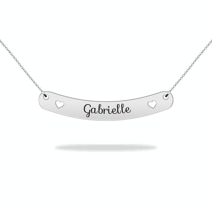 Custom name heart plate necklace, sterling silver