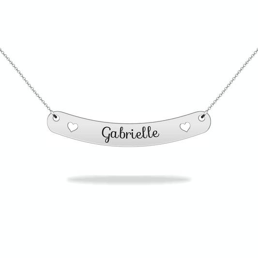 Custom name heart plate necklace, sterling silver
