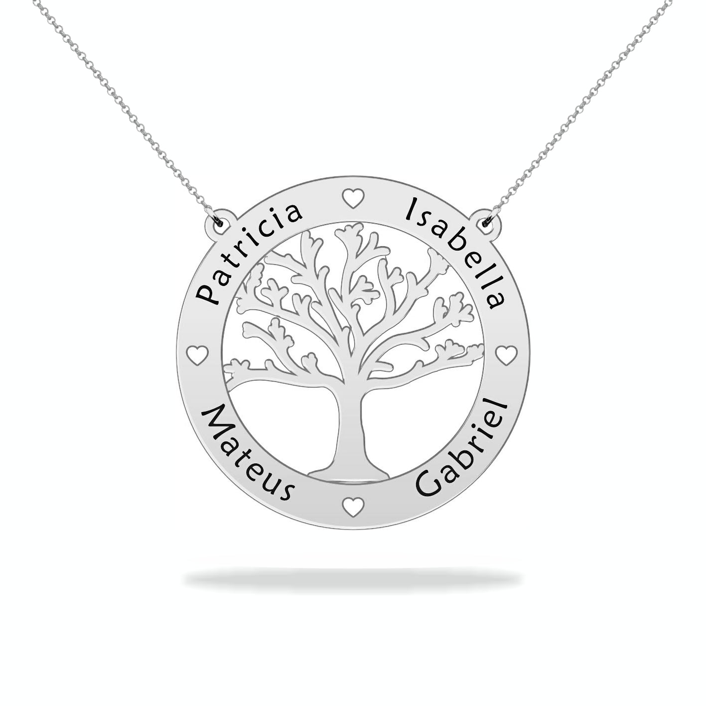 Personalized family tree of life name necklace, sterling silver