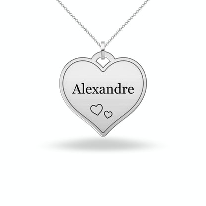 Custom Heart Necklace with Family Name, Sterling Silver