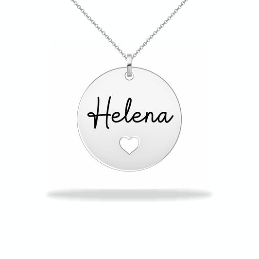 Round necklace with personalized family name, sterling silver 925