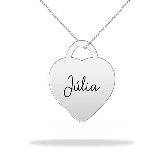Custom Heart Necklace with Family Name, Sterling Silver