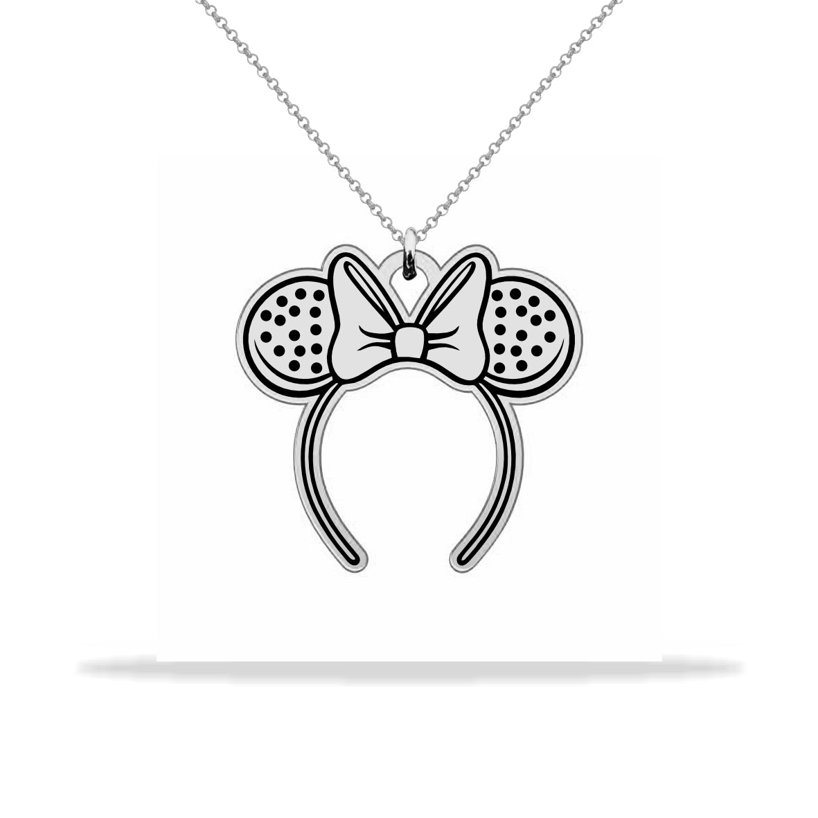 Personalized Minnie Mouse tiara necklace with name, sterling silver