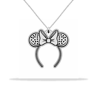 Personalized Minnie Mouse tiara necklace with name, sterling silver