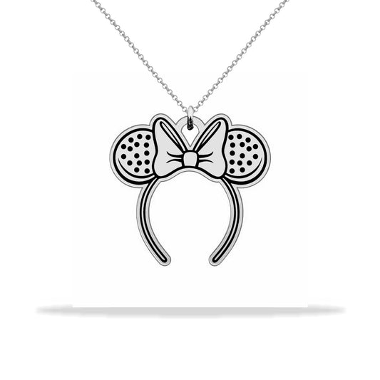 Personalized Minnie Mouse tiara necklace with name, sterling silver