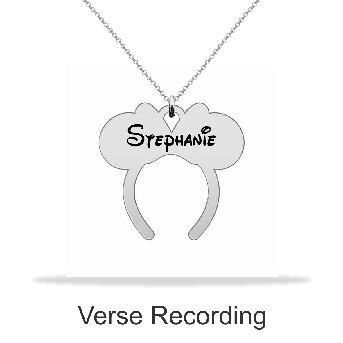 Personalized Minnie Mouse tiara necklace with name, sterling silver