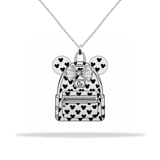 personalized disney bag necklace with name, sterling silver