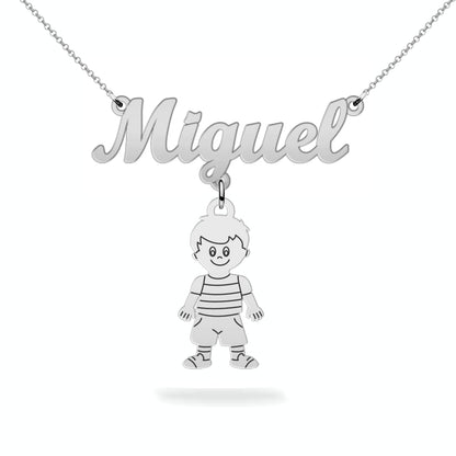 Personalized son daughter name necklace sterling silver